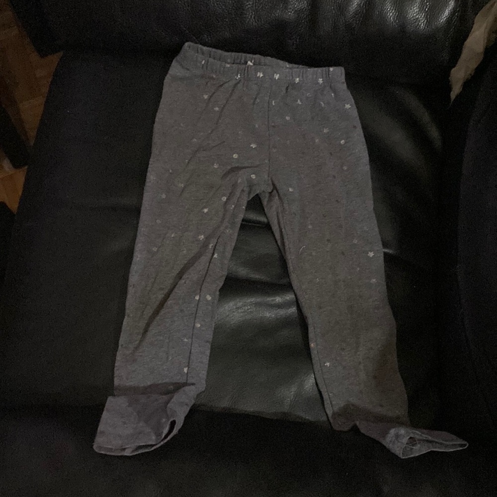 Nannette kids girls, gray and gold leggings with circles and stars gray size 6